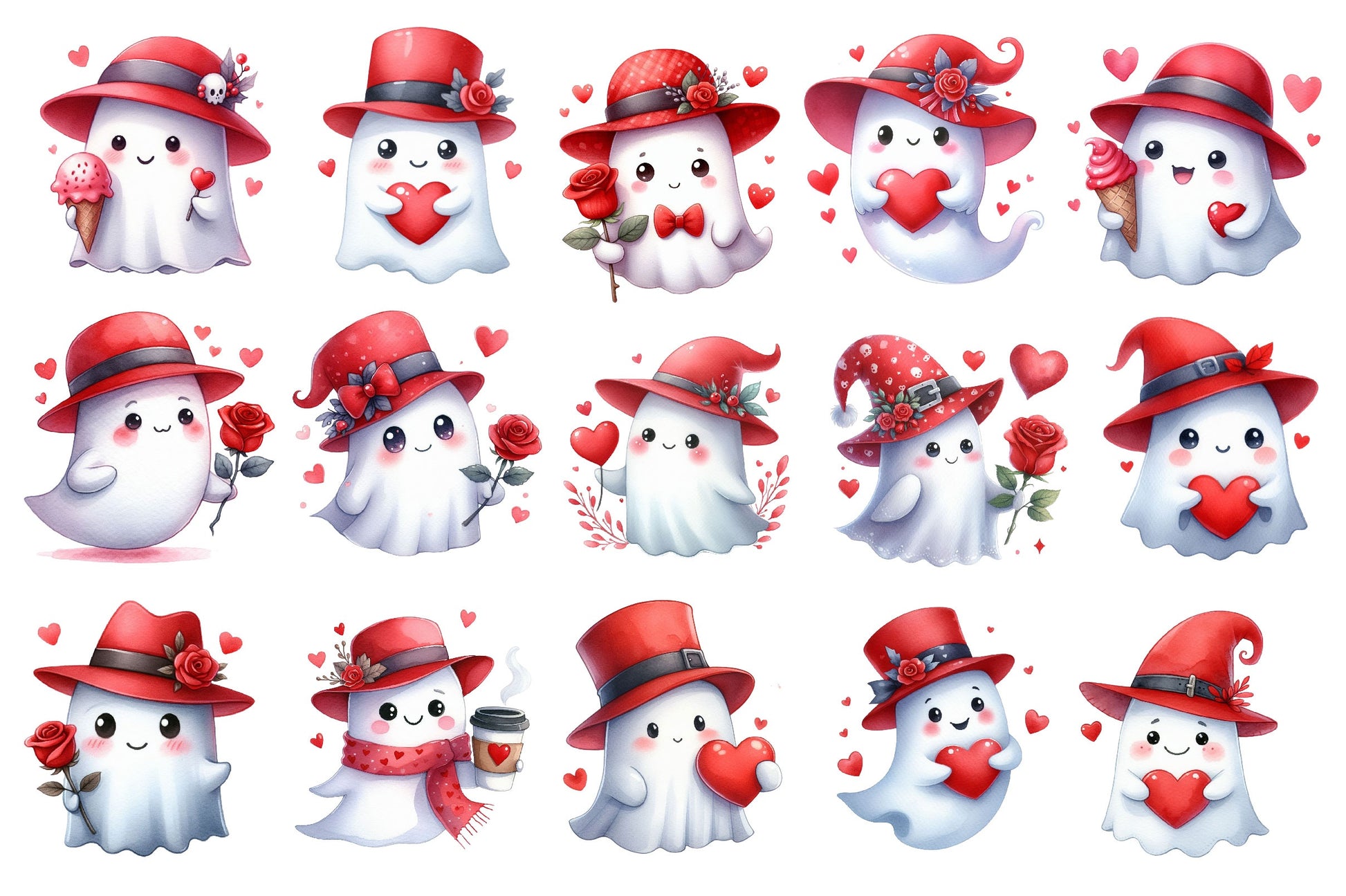 Valentine's Ghosts Clipart Bundle - CraftNest - Digital Crafting and Art