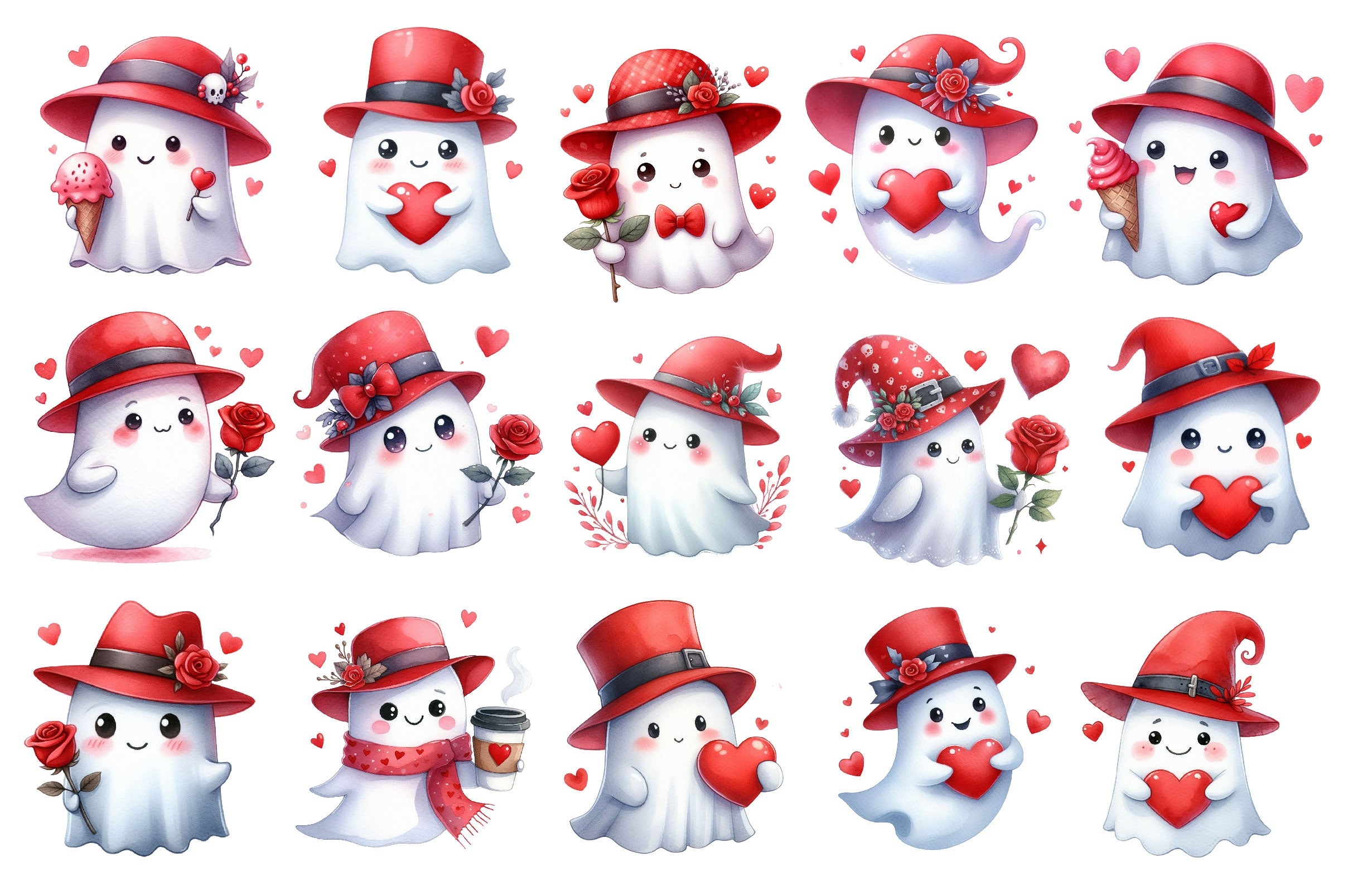 Valentine's Ghosts Clipart Bundle - CraftNest - Digital Crafting and Art