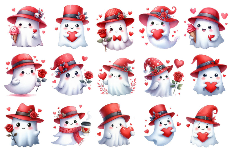 Valentine's Ghosts Clipart Bundle - CraftNest - Digital Crafting and Art