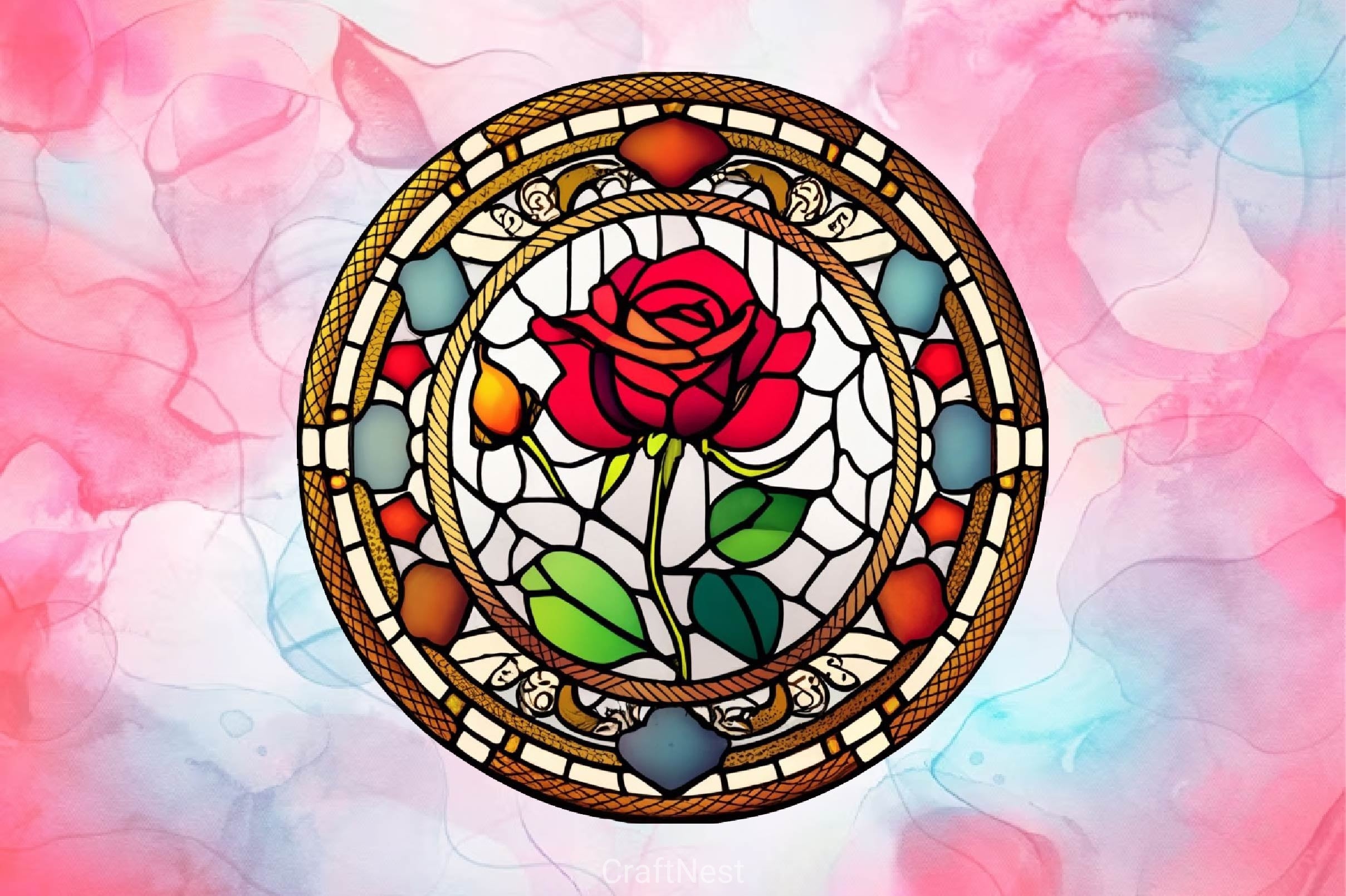 Red Rose Stained Glass Windows Clipart Bundle - CraftNest - Digital Crafting and Art