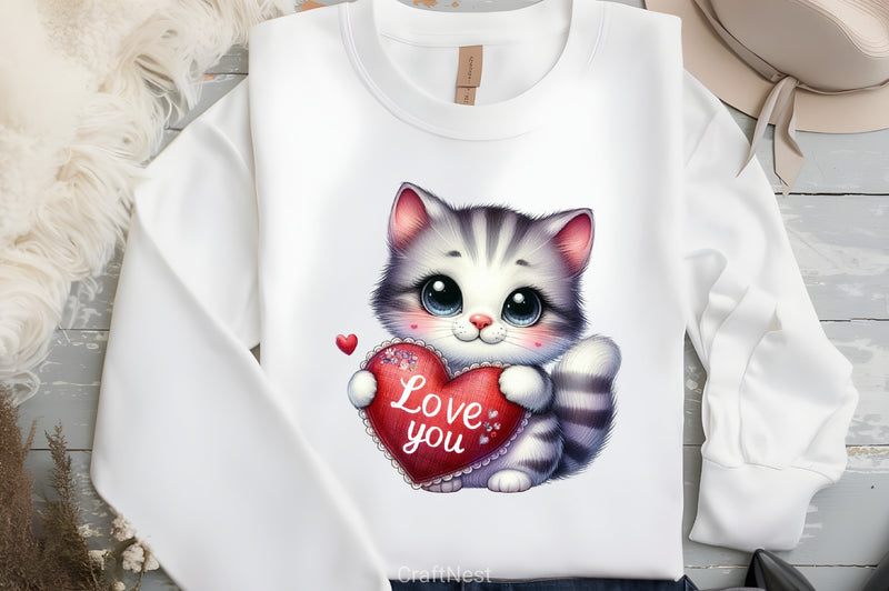 Love You Cat Valentine's Clipart Bundle 2 - CraftNest - Digital Crafting and Art