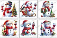 Snowman Christmas Wine Clipart Bundle - CraftNest - Digital Crafting and Art