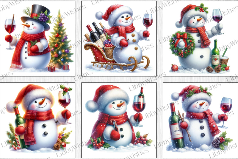 Snowman Christmas Wine Clipart Bundle - CraftNest - Digital Crafting and Art