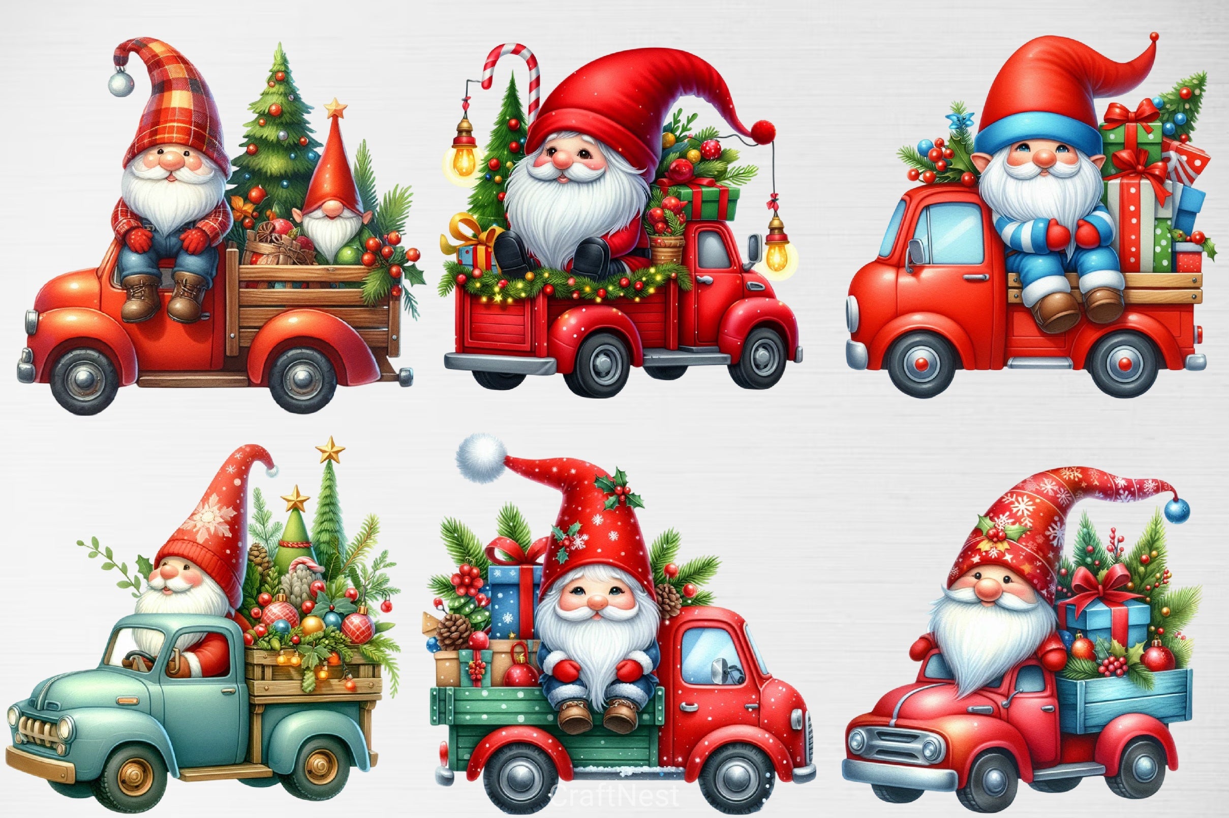 Christmas Gnome Truck Clipart Bundle - CraftNest - Digital Crafting and Art