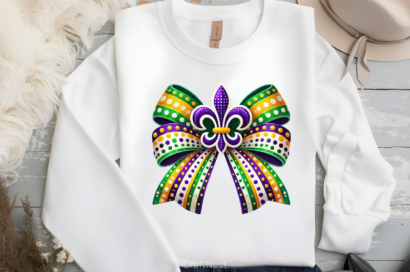 Mardi Gras Coquette Bow Clipart Bundle 3 - CraftNest - Digital Crafting and Art