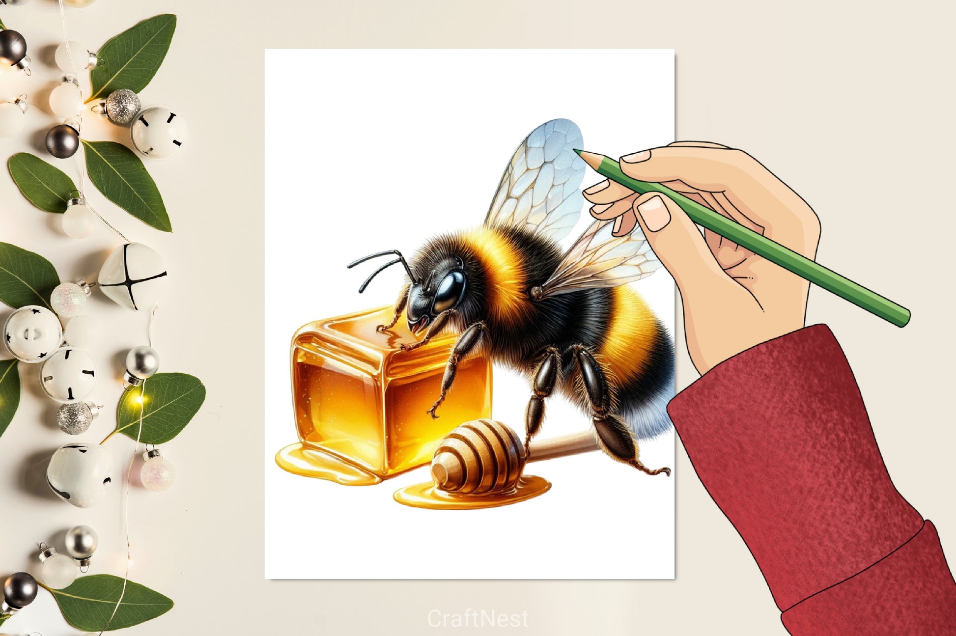 Bumblebee & Honey Clipart Bundle - CraftNest - Digital Crafting and Art