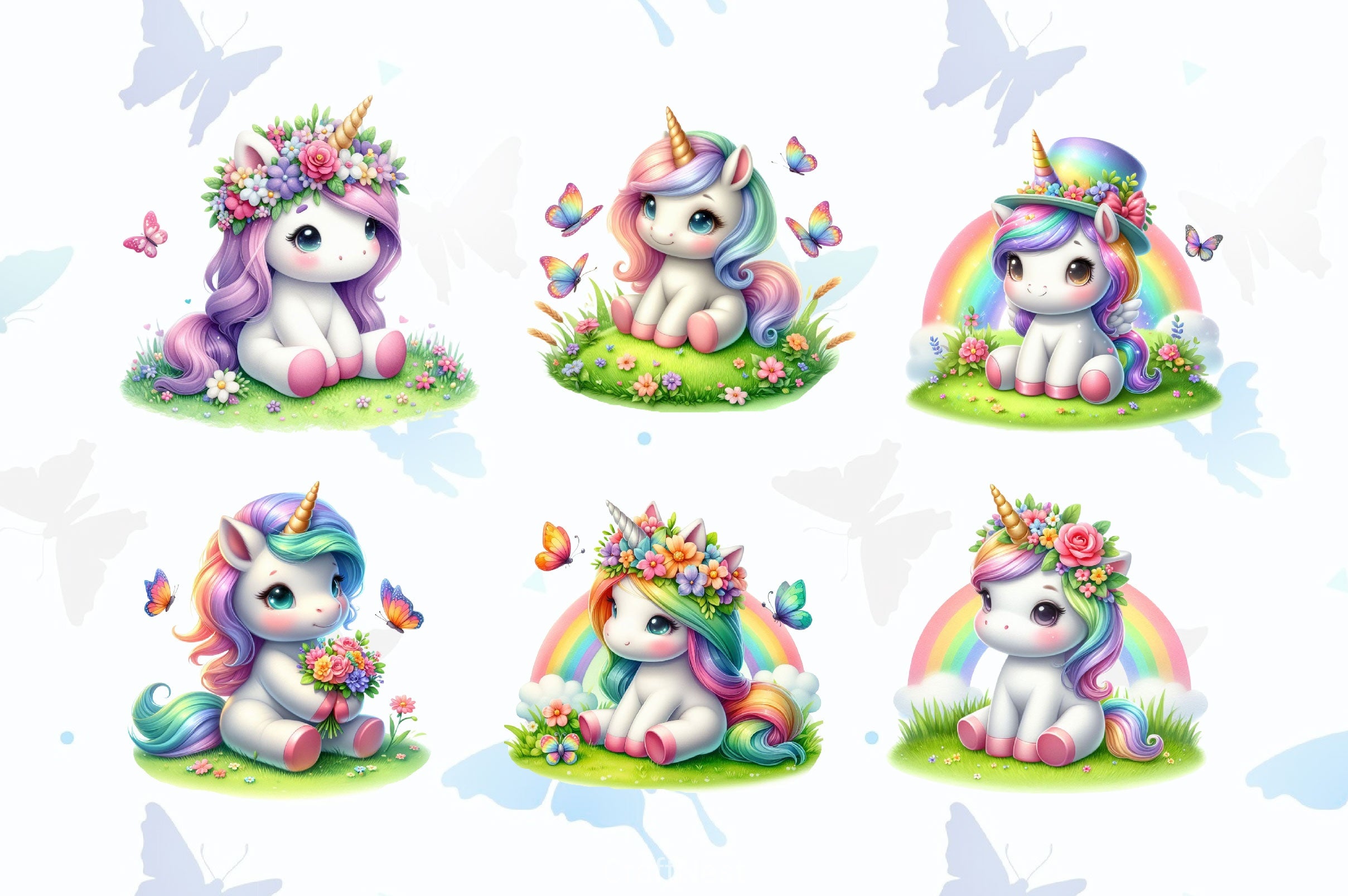 Cute Unicorn Clipart Bundle 13 - CraftNest - Digital Crafting and Art