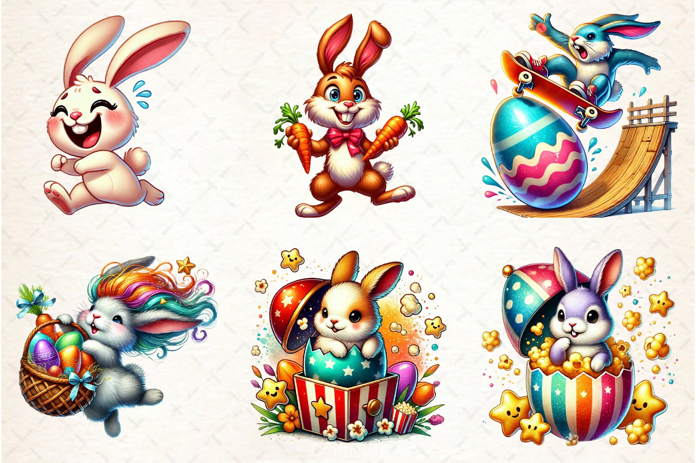 Funny Easter Bunnies Clipart Bundle - CraftNest - Digital Crafting and Art
