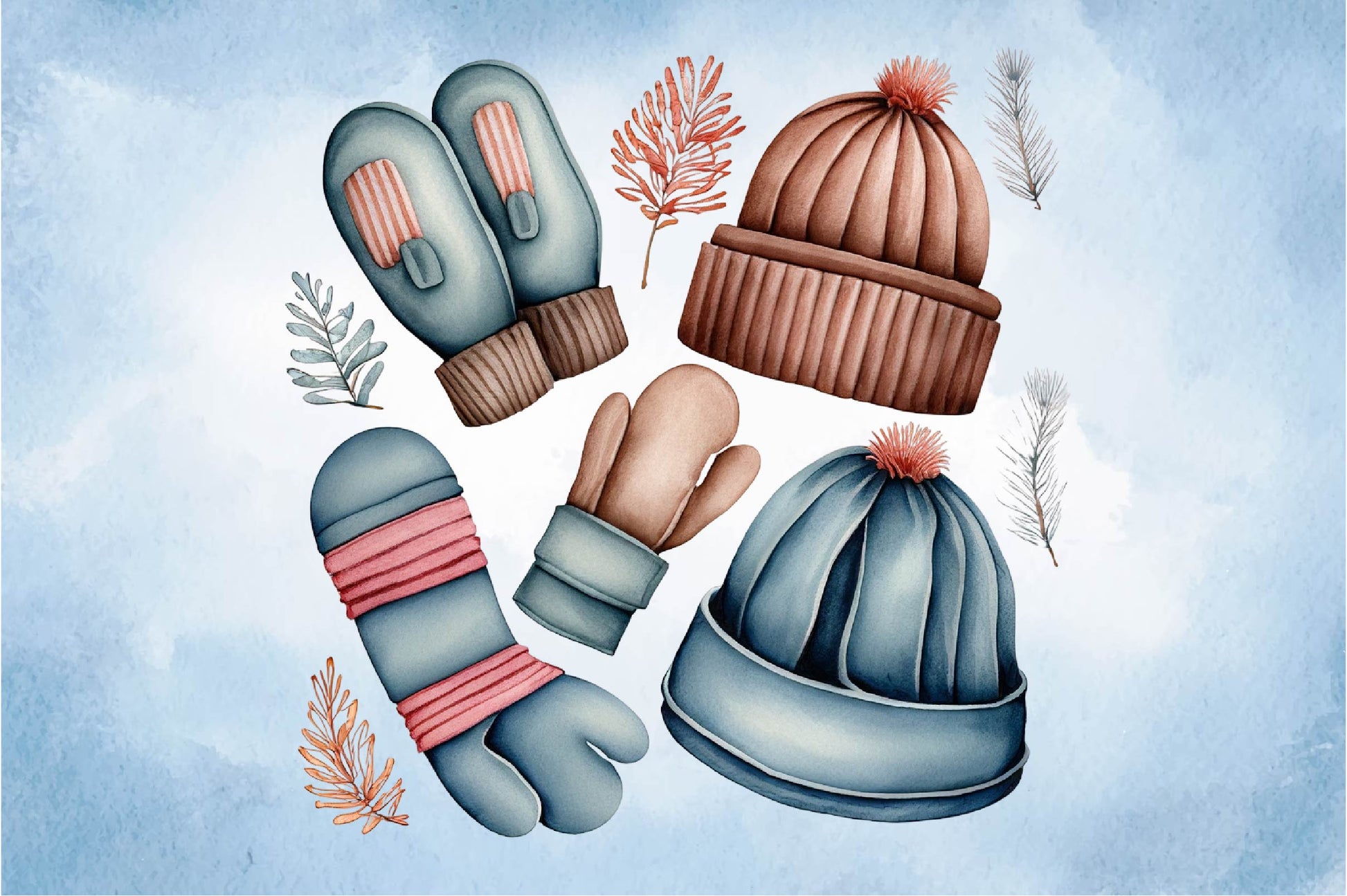 Winter Cute Set Of Mittens Clipart Bundle - CraftNest - Digital Crafting and Art