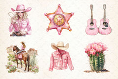 Pink Western Cowgirl Clipart Bundle 2 - CraftNest - Digital Crafting and Art