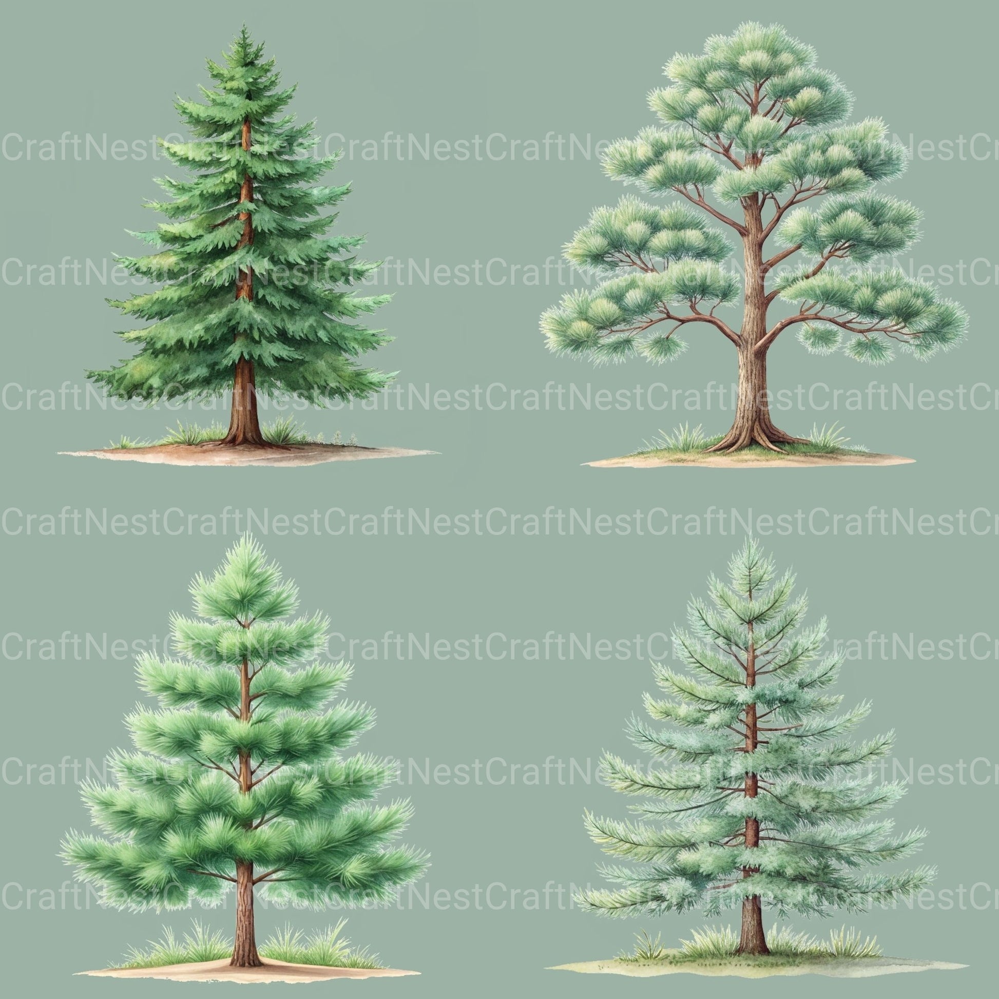 Pine Trees Clipart Bundle - CraftNest - Digital Crafting and Art