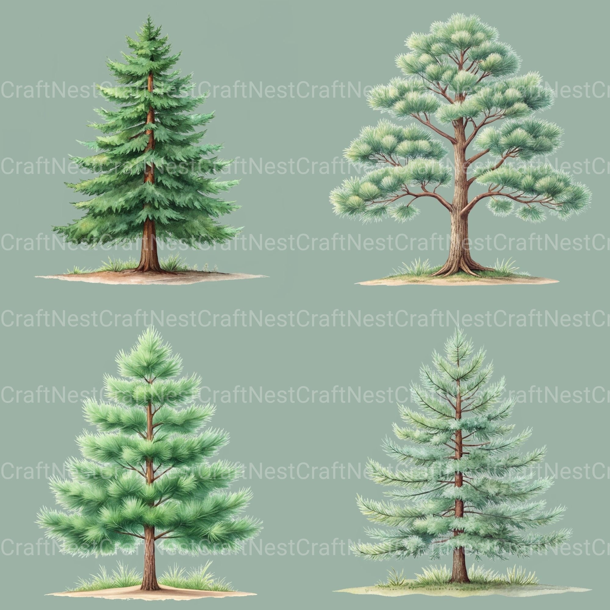 Pine Trees Clipart Bundle - CraftNest - Digital Crafting and Art