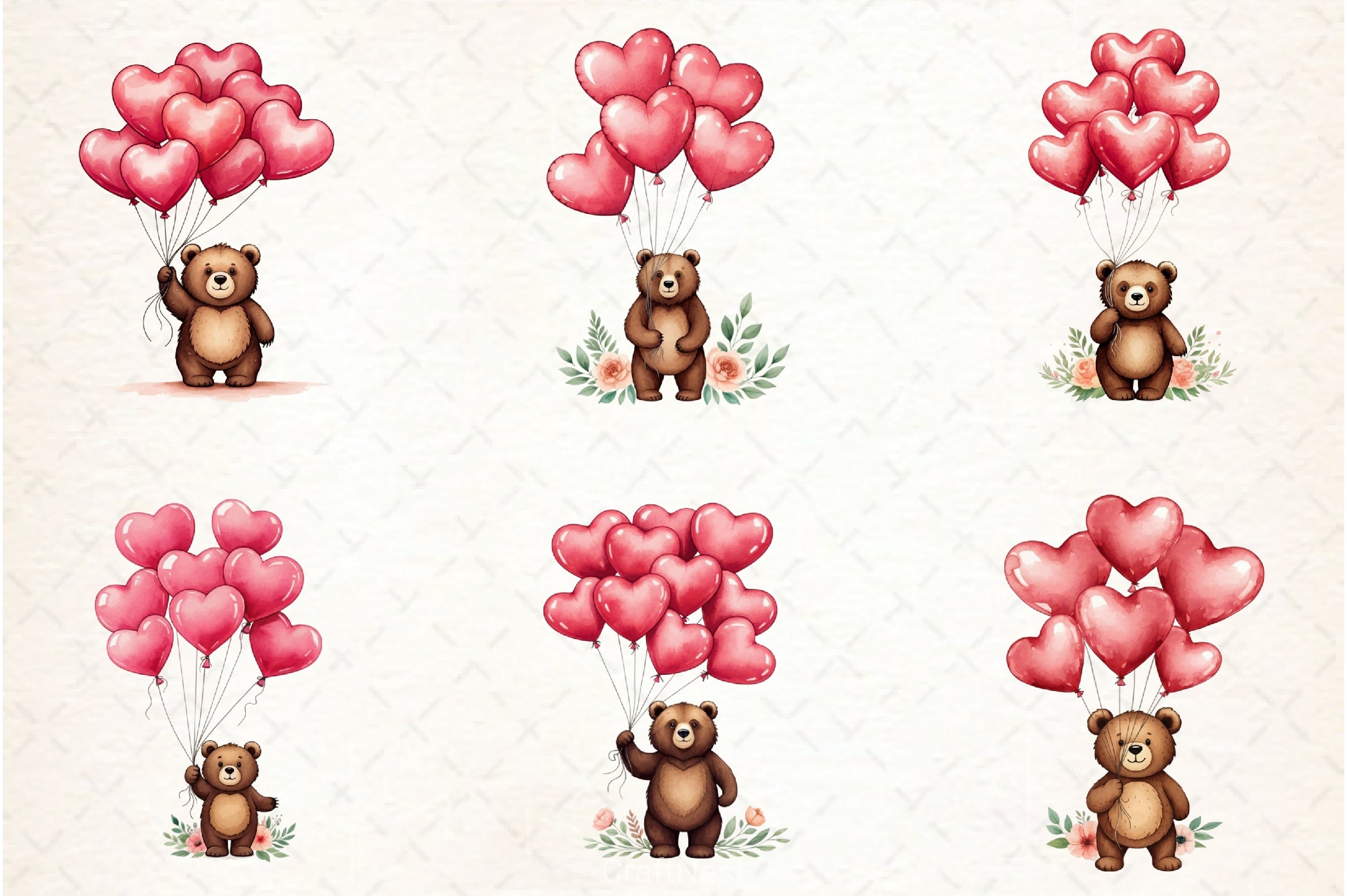 Valentine Teddy Bear Clipart Bundle 2 - CraftNest - Digital Crafting and Art
