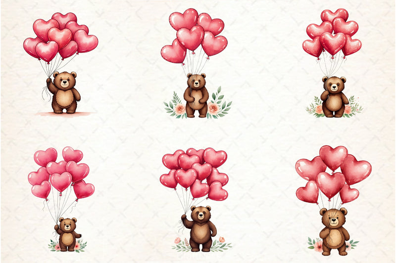 Valentine Teddy Bear Clipart Bundle 2 - CraftNest - Digital Crafting and Art