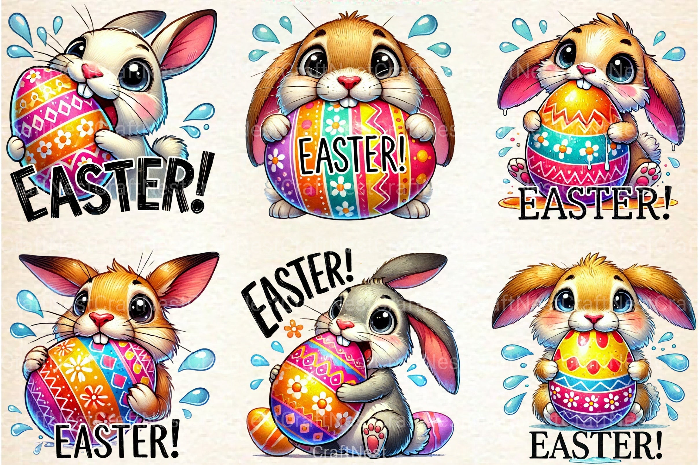 Easter Bunny Clipart Bundle 1 - CraftNest - Digital Crafting and Art