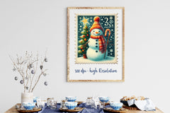 Christmas Snowman Postage Stamps Clipart Bundle 2 - CraftNest - Digital Crafting and Art
