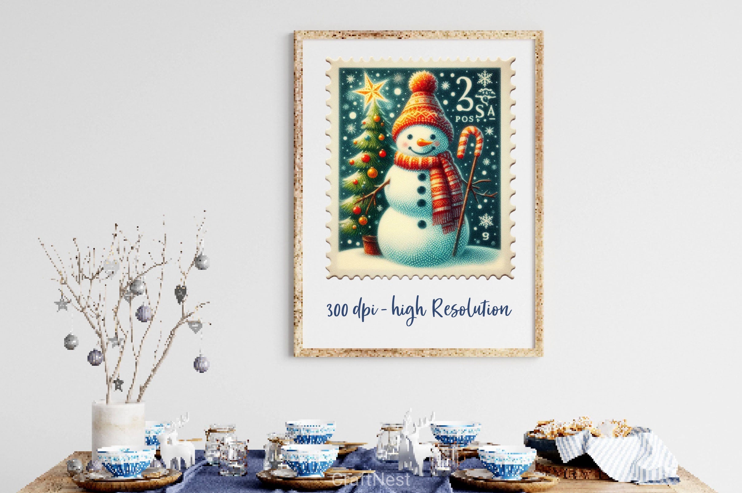 Christmas Snowman Postage Stamps Clipart Bundle 2 - CraftNest - Digital Crafting and Art