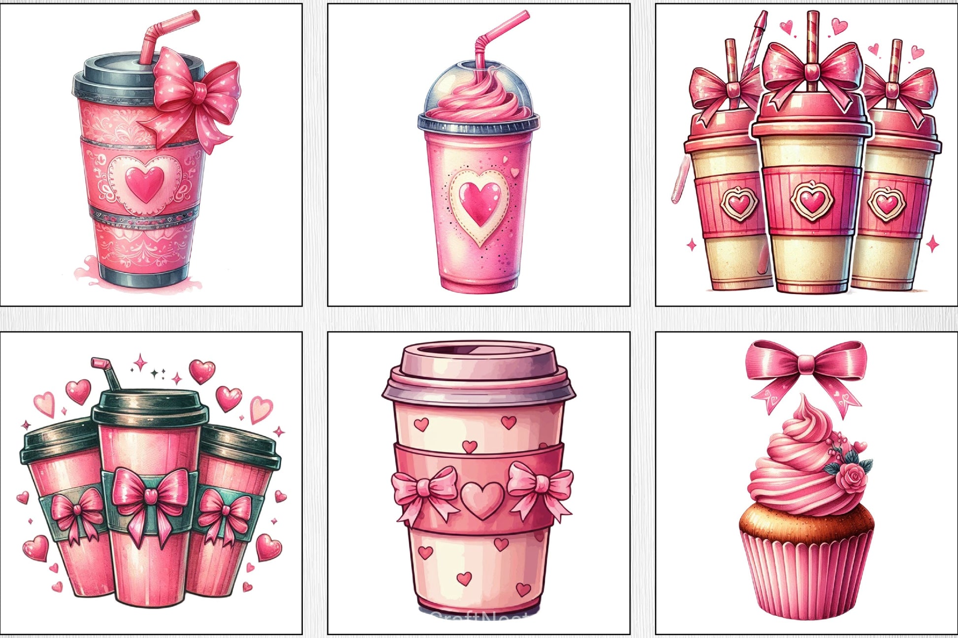 Valentine Coffee Cup Clipart Bundle - CraftNest - Digital Crafting and Art