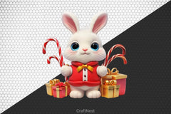 Cute Rabbit Christmas Clipart Bundle - CraftNest - Digital Crafting and Art