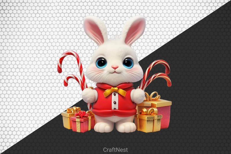 Cute Rabbit Christmas Clipart Bundle - CraftNest - Digital Crafting and Art