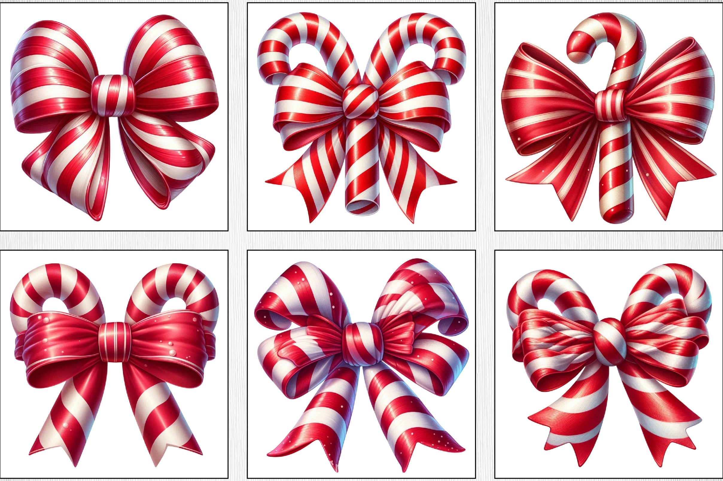 Candy Cane Bow Clipart Bundle - CraftNest - Digital Crafting and Art
