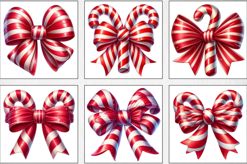 Candy Cane Bow Clipart Bundle - CraftNest - Digital Crafting and Art