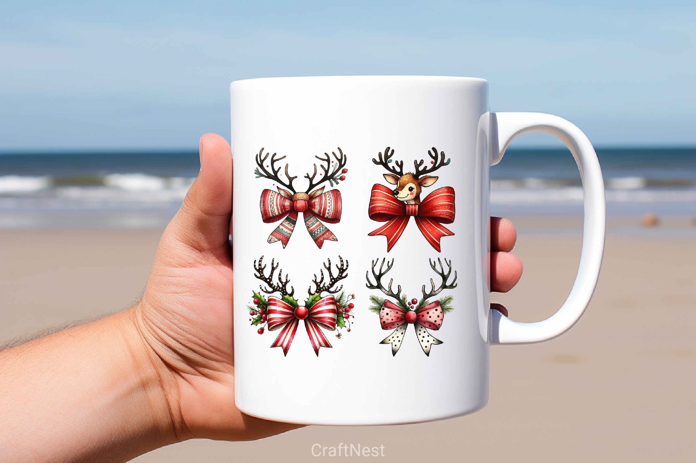 Christmas Reindeer Bow Clipart Bundle 3 - CraftNest - Digital Crafting and Art