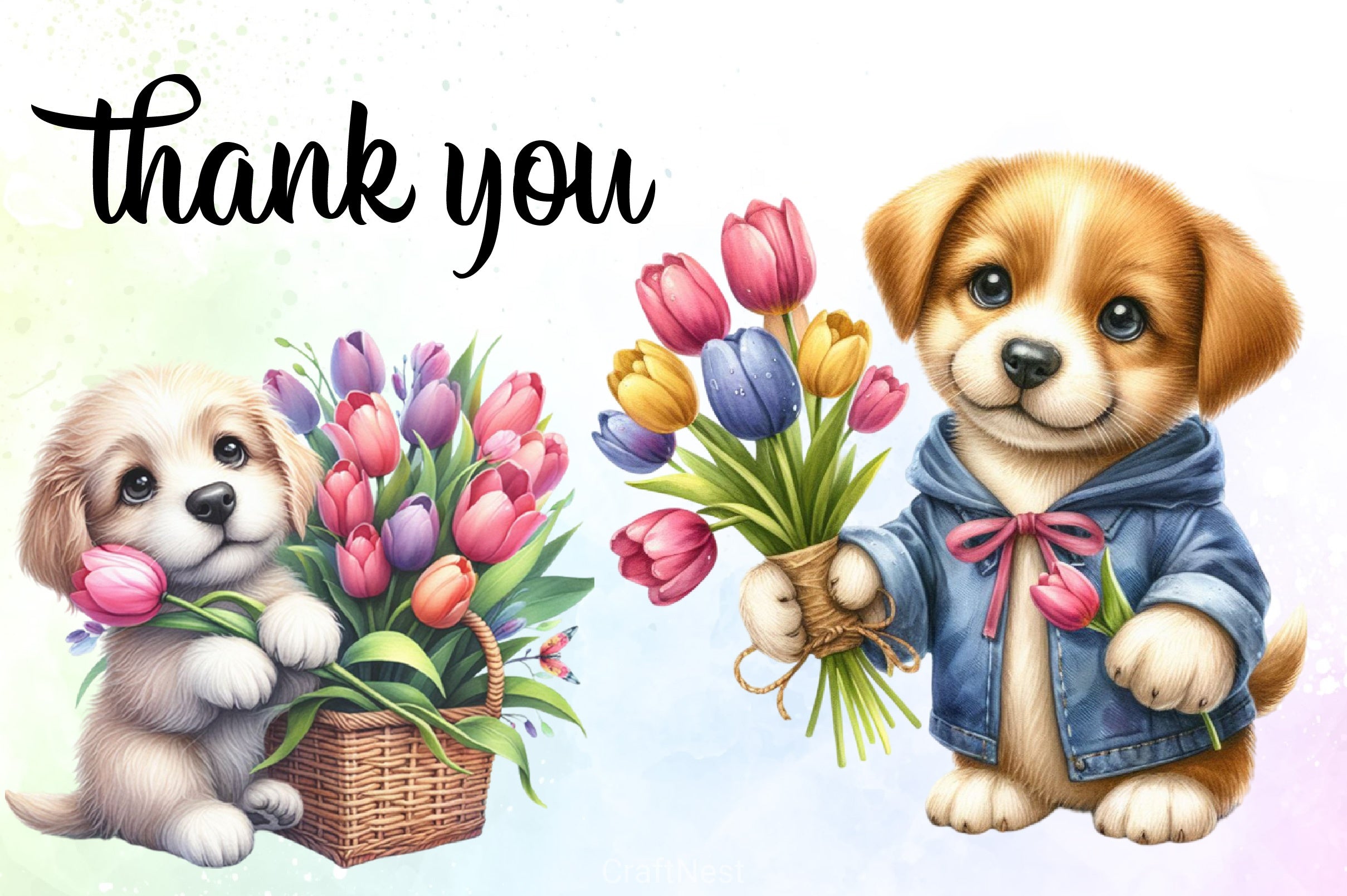 Cute Dog Flower Clipart Bundle - CraftNest - Digital Crafting and Art