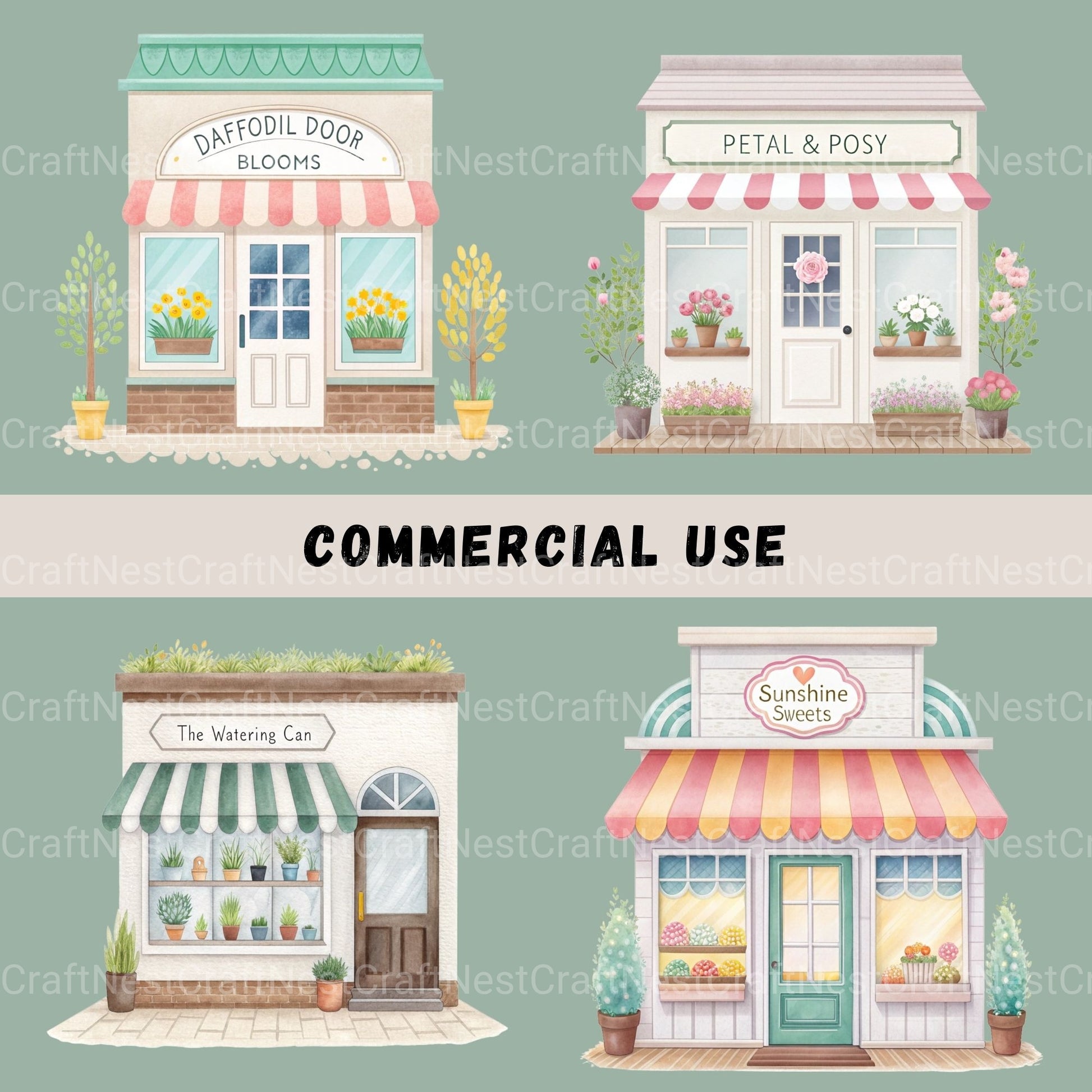 Village Shops Spring Clipart Bundle - CraftNest - Digital Crafting and Art