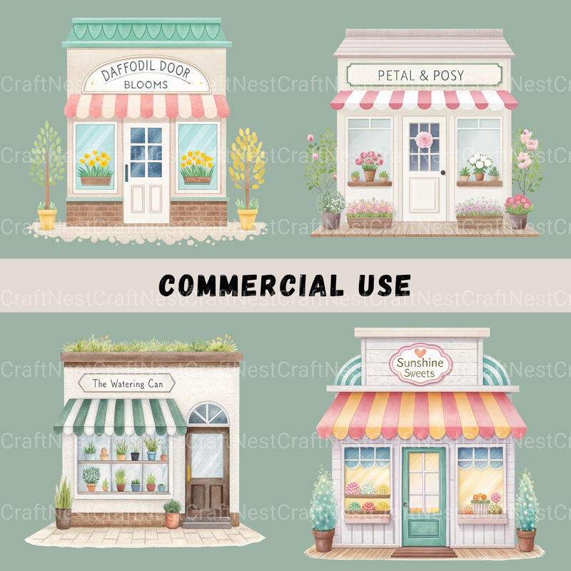 Village Shops Spring Clipart Bundle - CraftNest - Digital Crafting and Art