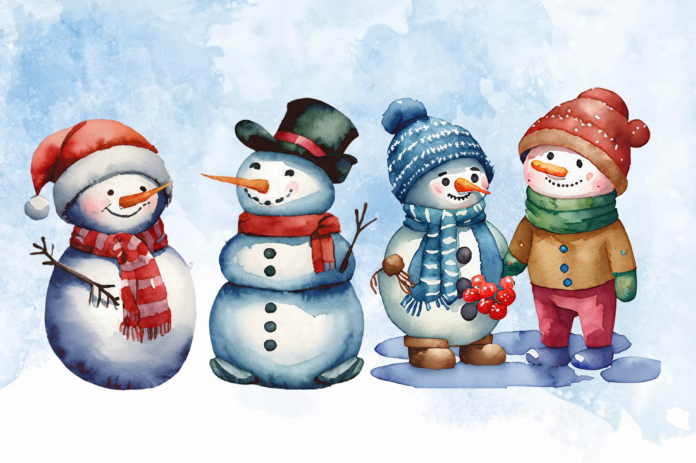 Snowman Family Christmas Clipart Bundle 1 - CraftNest - Digital Crafting and Art