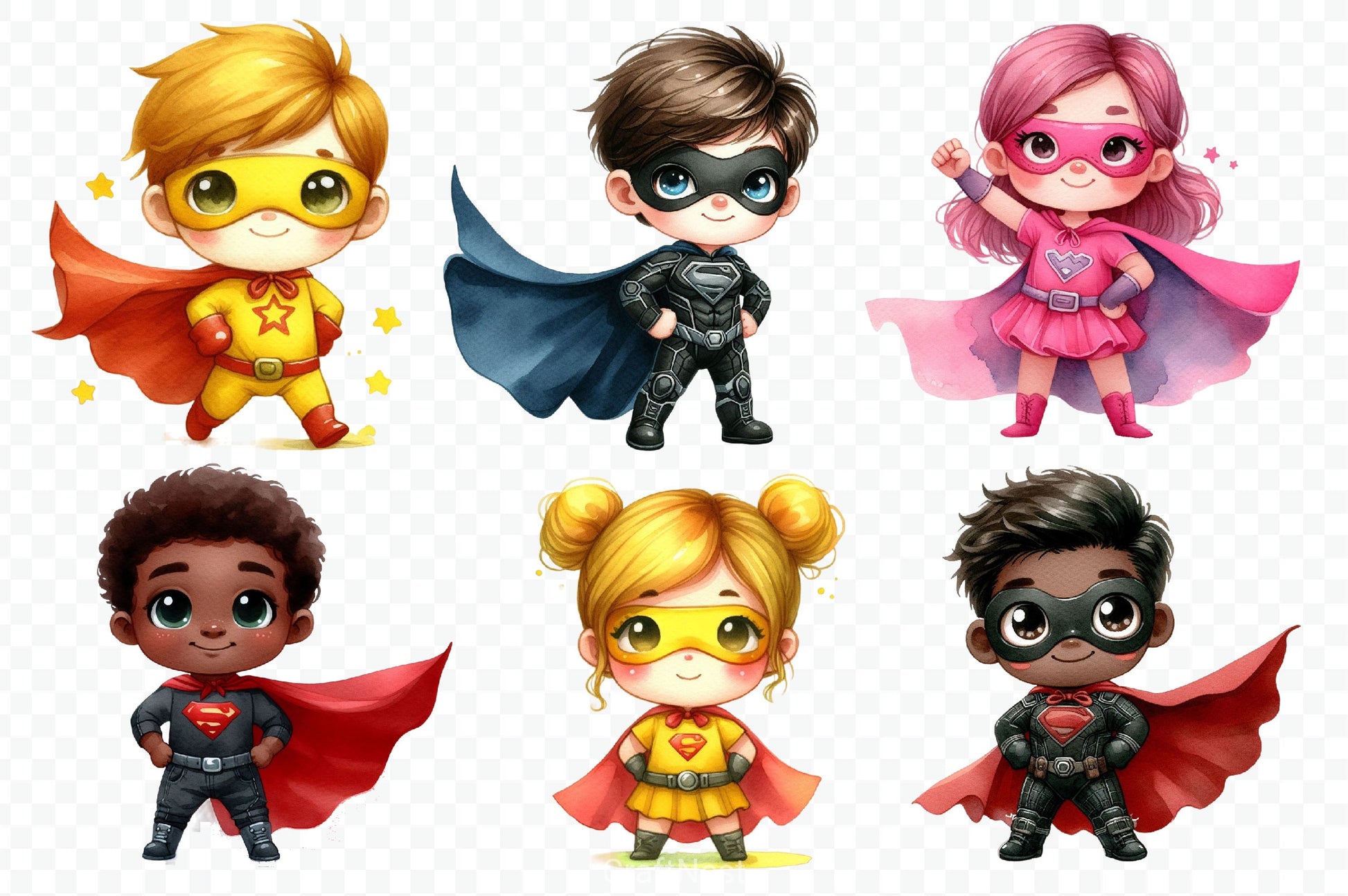 Little Kids Superhero Clipart Bundle - CraftNest - Digital Crafting and Art