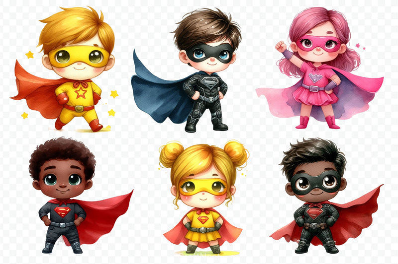 Little Kids Superhero Clipart Bundle - CraftNest - Digital Crafting and Art