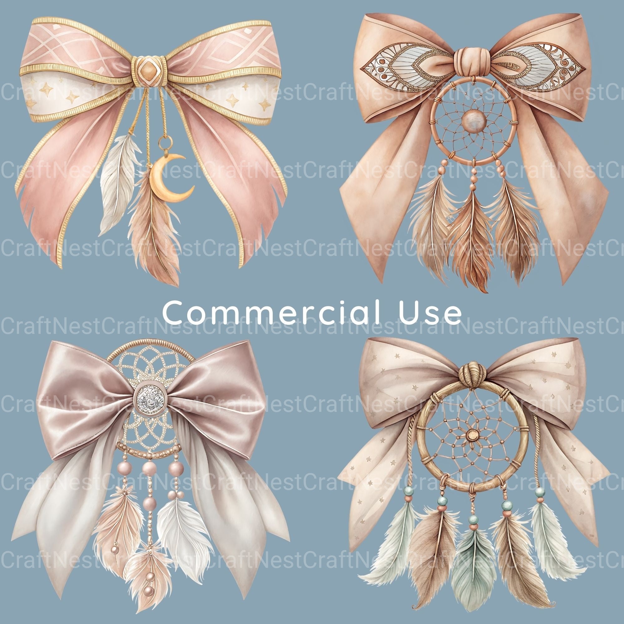 Dreamcatcher Bows Clipart Bundle - CraftNest - Digital Crafting and Art