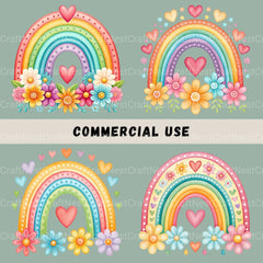Rainbows Hearts Flowers Clipart Bundle - CraftNest - Digital Crafting and Art