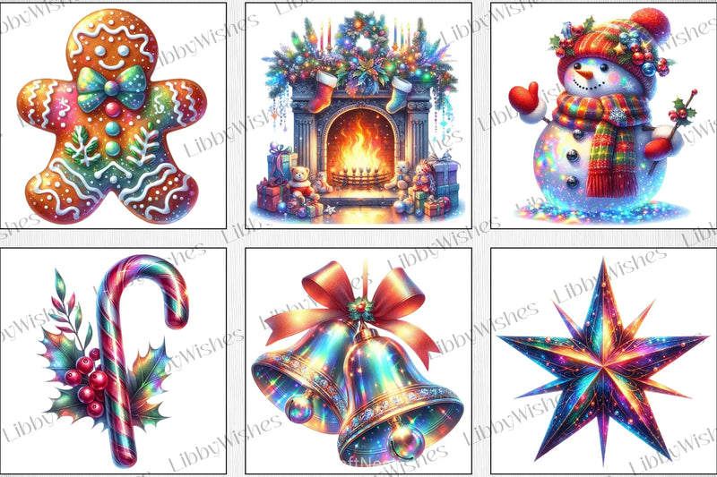 Holographic Christmas Clipart Bundle - CraftNest - Digital Crafting and Art