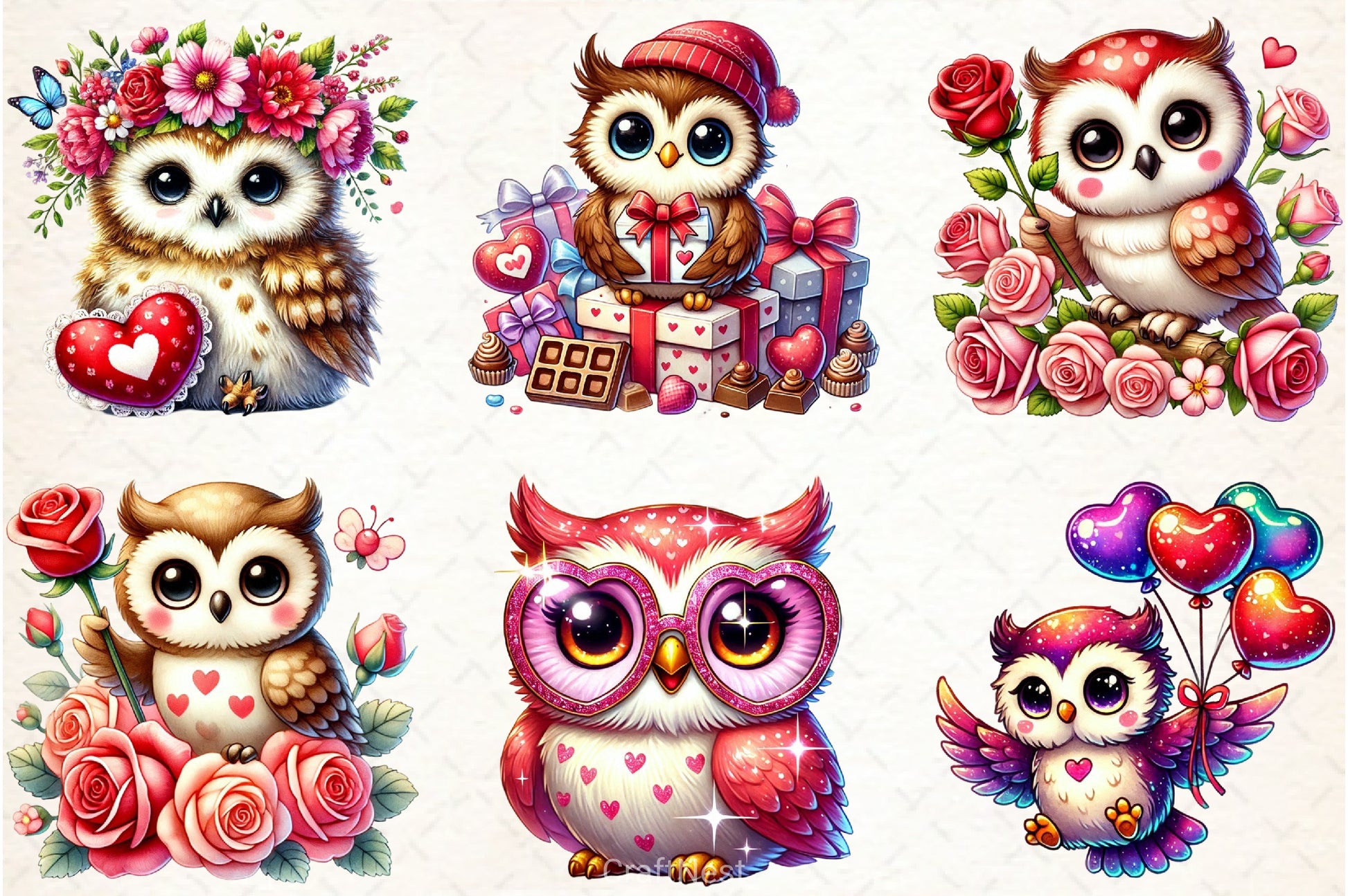 Valentine Owl Clipart Bundle - CraftNest - Digital Crafting and Art