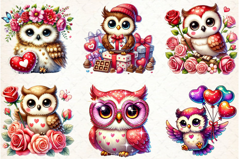 Valentine Owl Clipart Bundle - CraftNest - Digital Crafting and Art