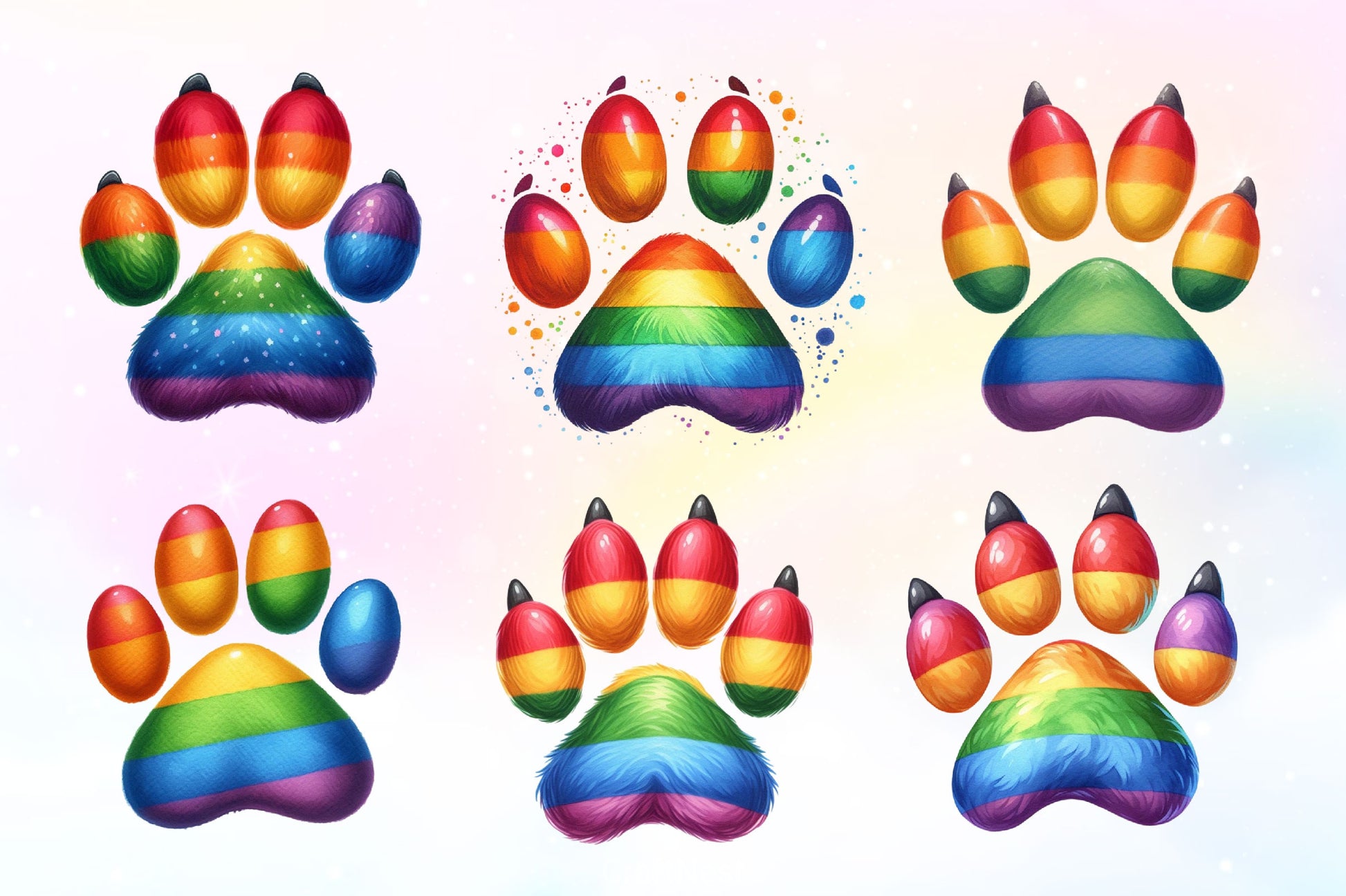 LGBT Rainbow Dog Paw Clipart Bundle 3 - CraftNest - Digital Crafting and Art