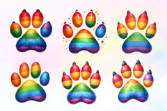 LGBT Rainbow Dog Paw Clipart Bundle 3 - CraftNest - Digital Crafting and Art