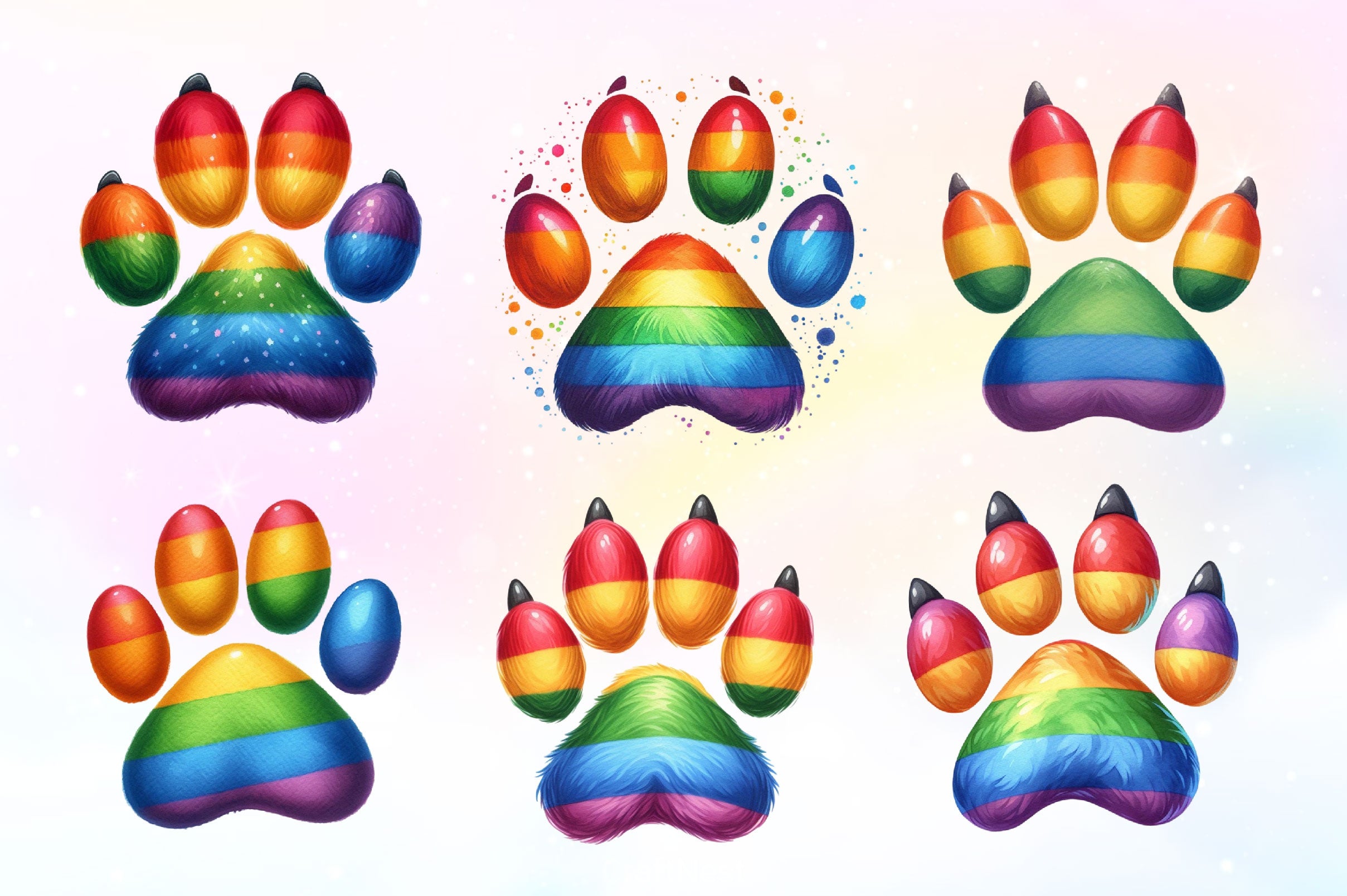 LGBT Rainbow Dog Paw Clipart Bundle 3 - CraftNest - Digital Crafting and Art