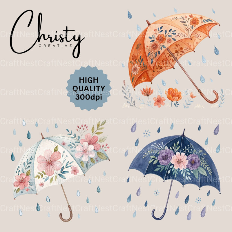 Umbrella Floral Clipart Bundle - CraftNest - Digital Crafting and Art