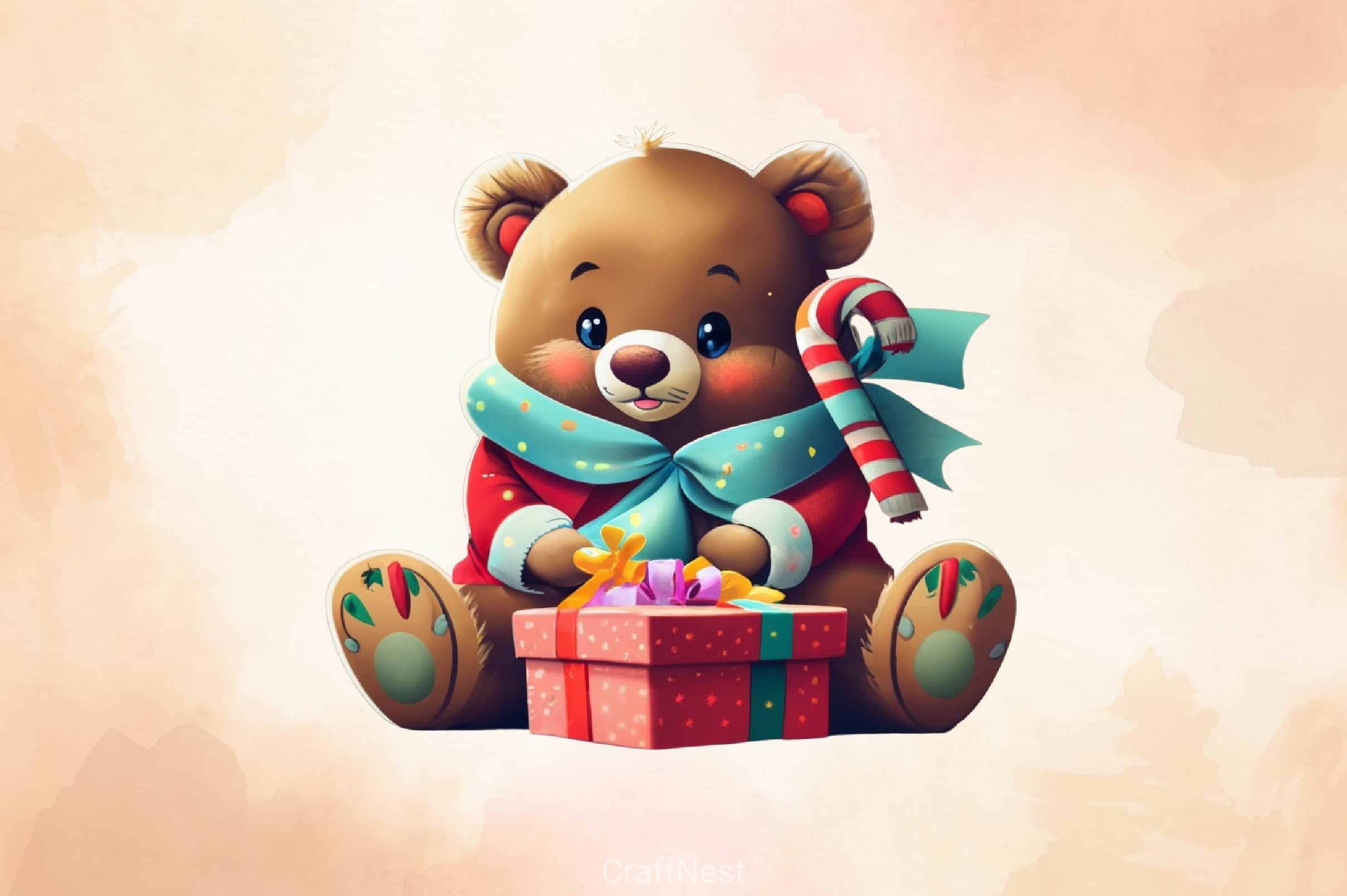 Christmas Teddy Bear Clipart Bundle 2 - CraftNest - Digital Crafting and Art