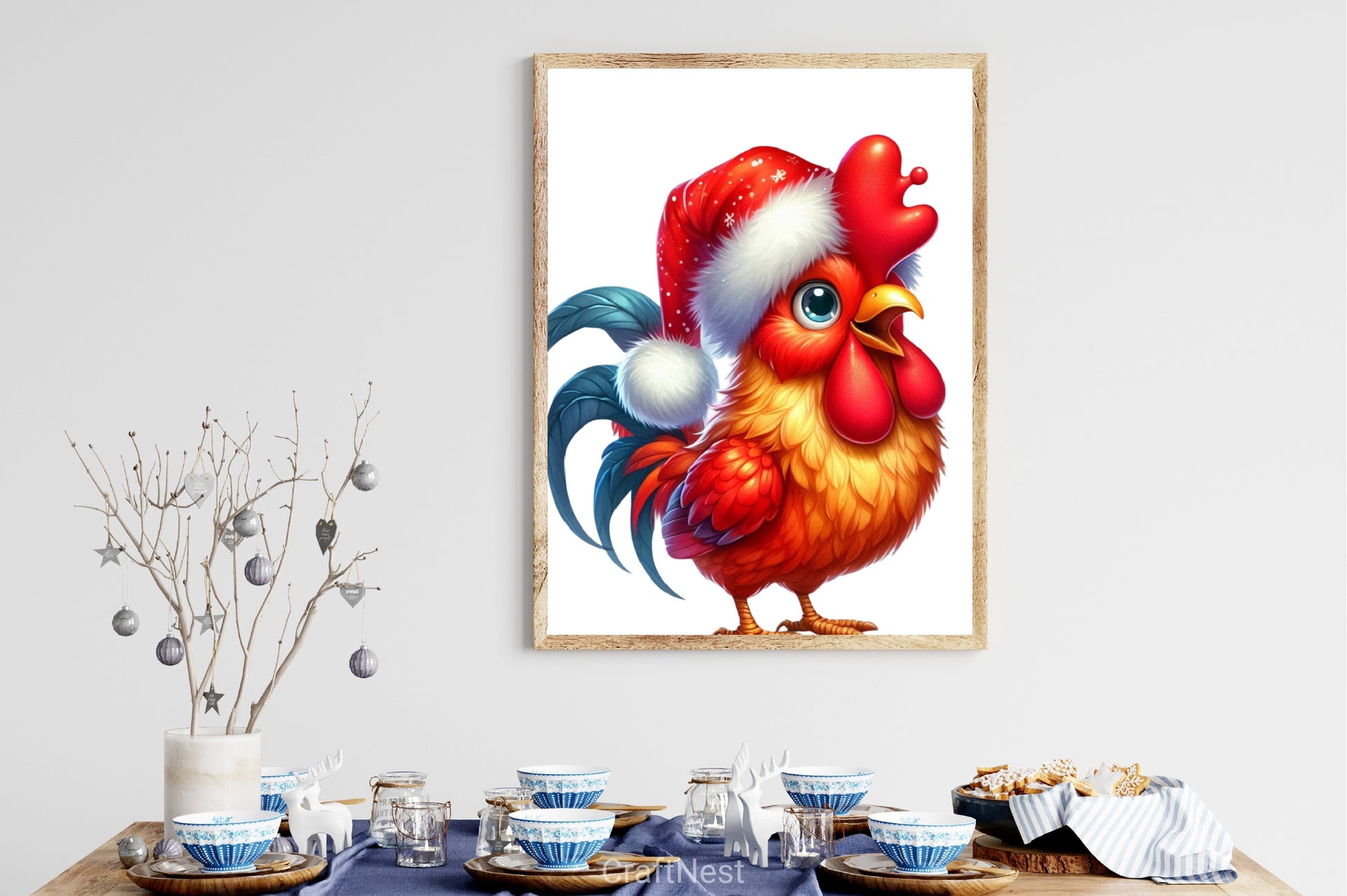 Christmas Rooster Santa Hat Clipart Bundle - CraftNest - Digital Crafting and Art