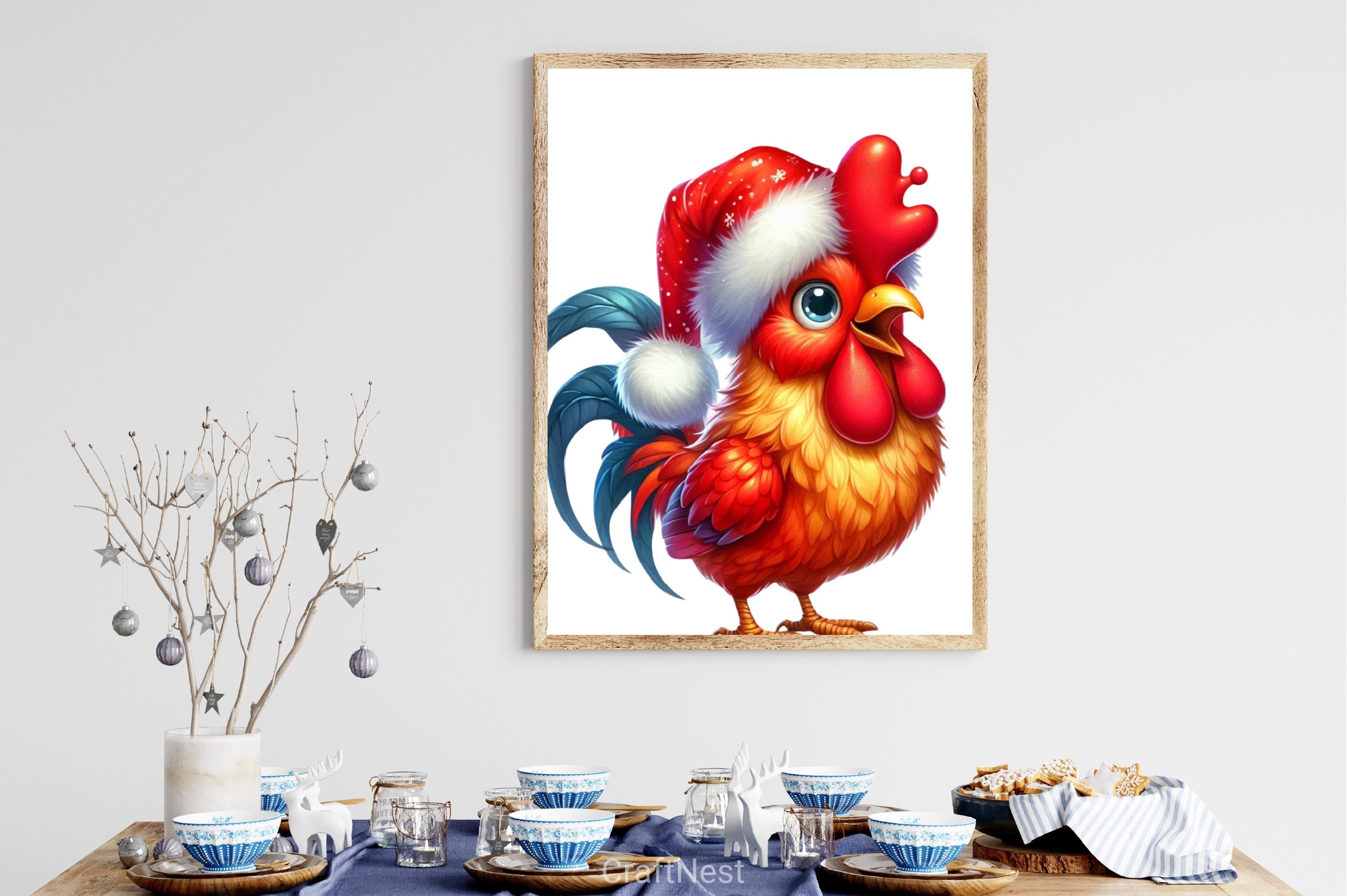 Christmas Rooster Santa Hat Clipart Bundle - CraftNest - Digital Crafting and Art