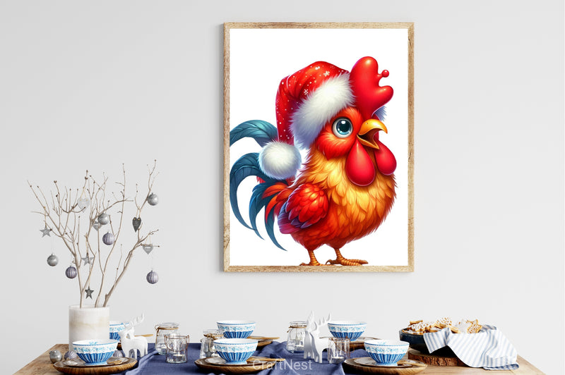 Christmas Rooster Santa Hat Clipart Bundle - CraftNest - Digital Crafting and Art