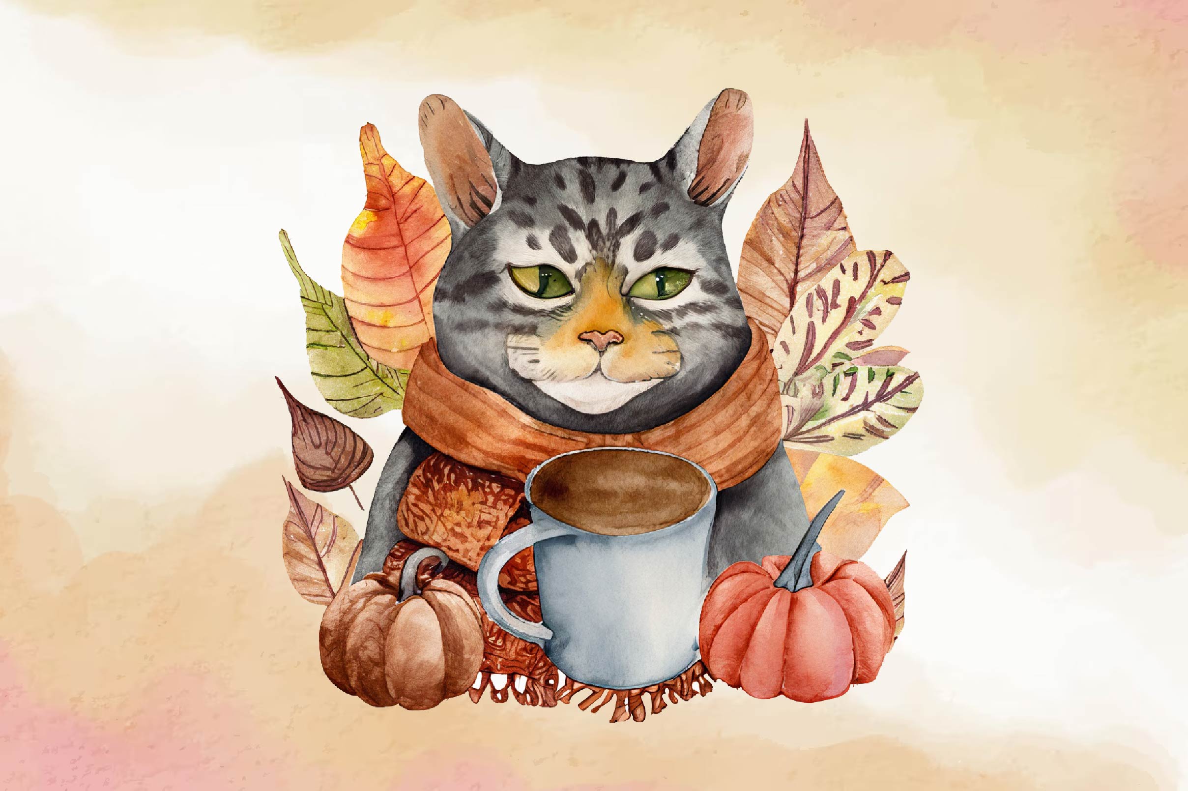 Autumn Cat Clipart Bundle - CraftNest - Digital Crafting and Art