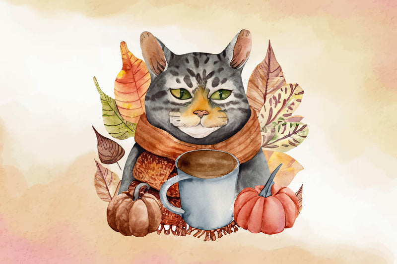 Autumn Cat Clipart Bundle - CraftNest - Digital Crafting and Art