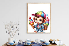 Monkey Ice Cream Clipart Bundle - CraftNest - Digital Crafting and Art