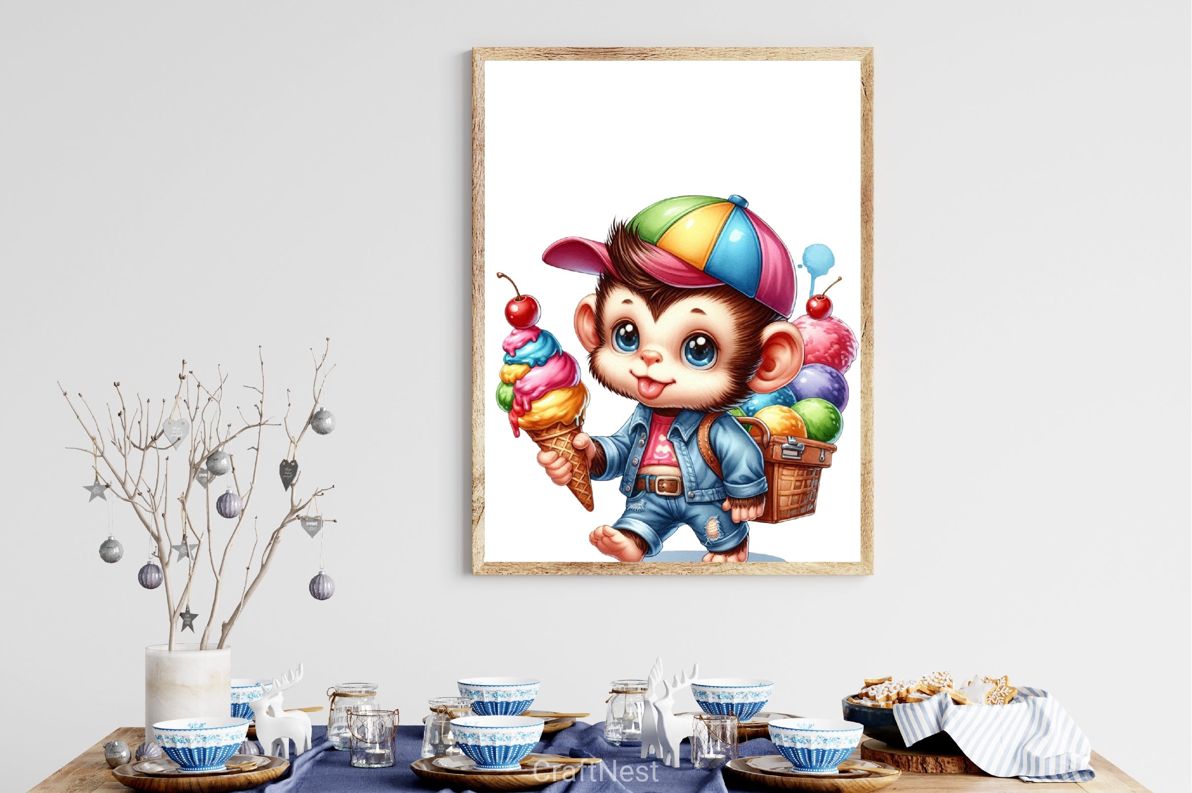 Monkey Ice Cream Clipart Bundle - CraftNest - Digital Crafting and Art